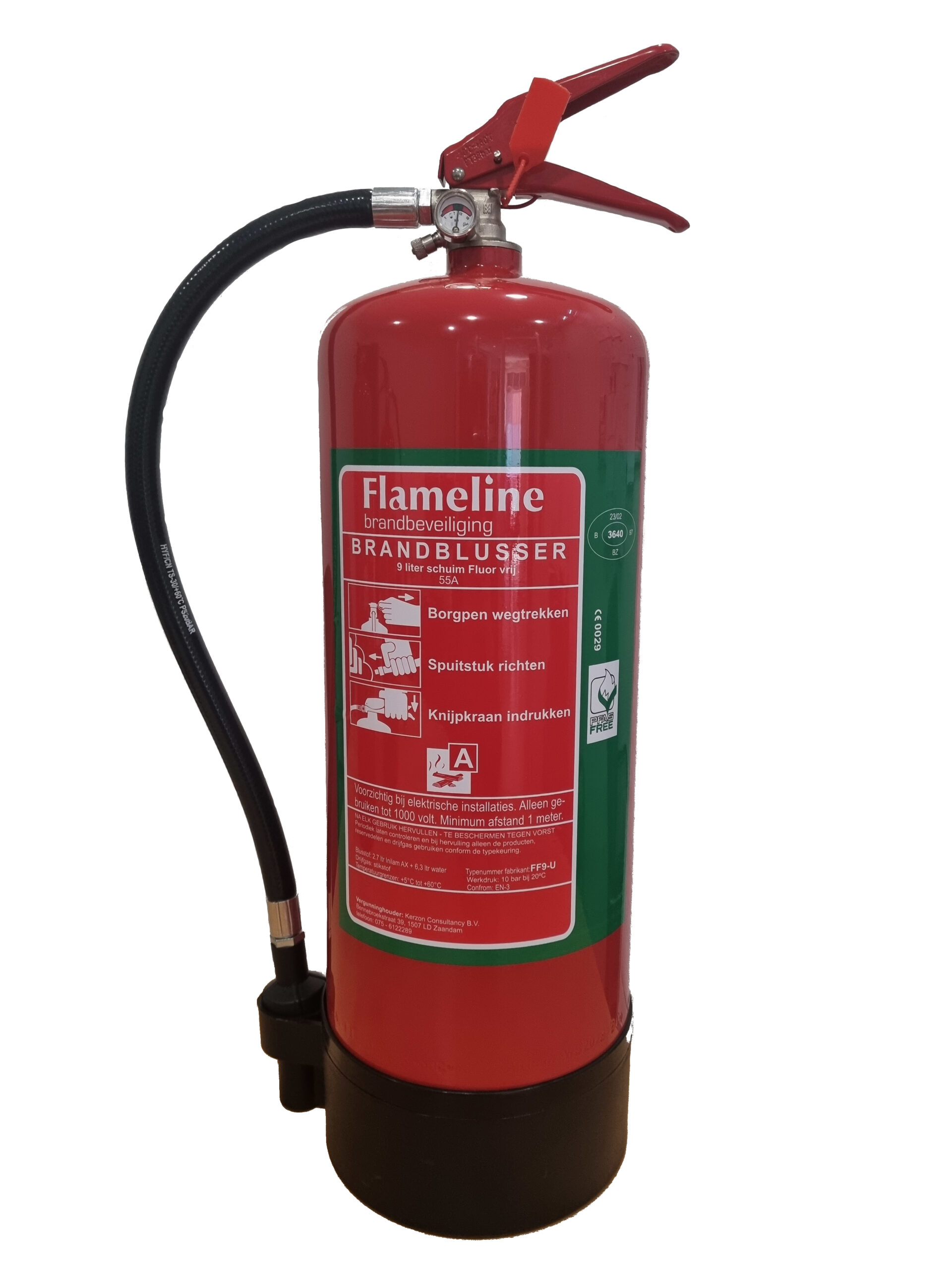 Flameline FF9U 9 liter schuimblusser FLUOR VRIJ 55A 